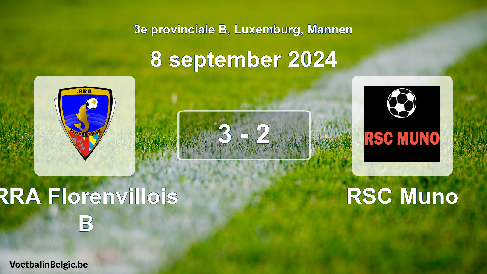 Gespeelde wedstrijd mannenvoetbal: RRA Florenvillois B - RSC Muno 3 - 2 (8 september 2024)