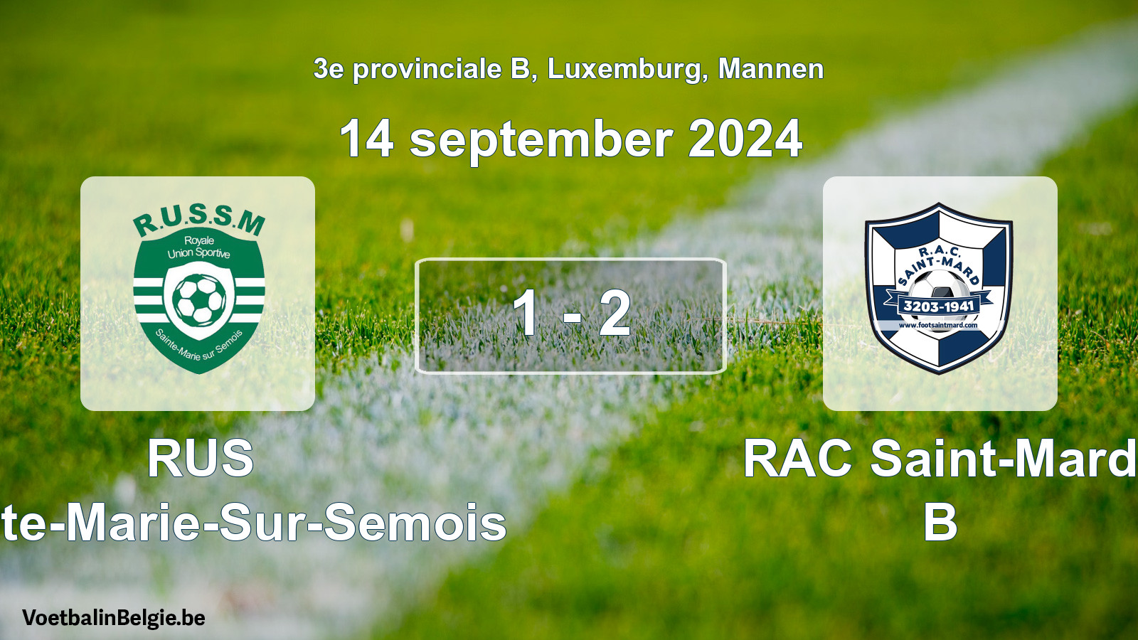 Gespeelde wedstrijd mannenvoetbal: RUS Sainte-Marie-Sur-Semois - RAC Saint-Mard B 1 - 2 (14 september 2024)