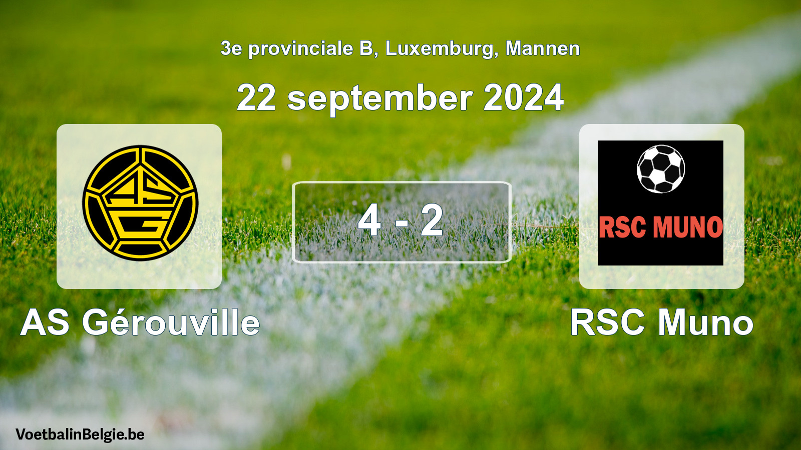 Gespeelde wedstrijd mannenvoetbal: AS Gérouville - RSC Muno 4 - 2 (22 september 2024)