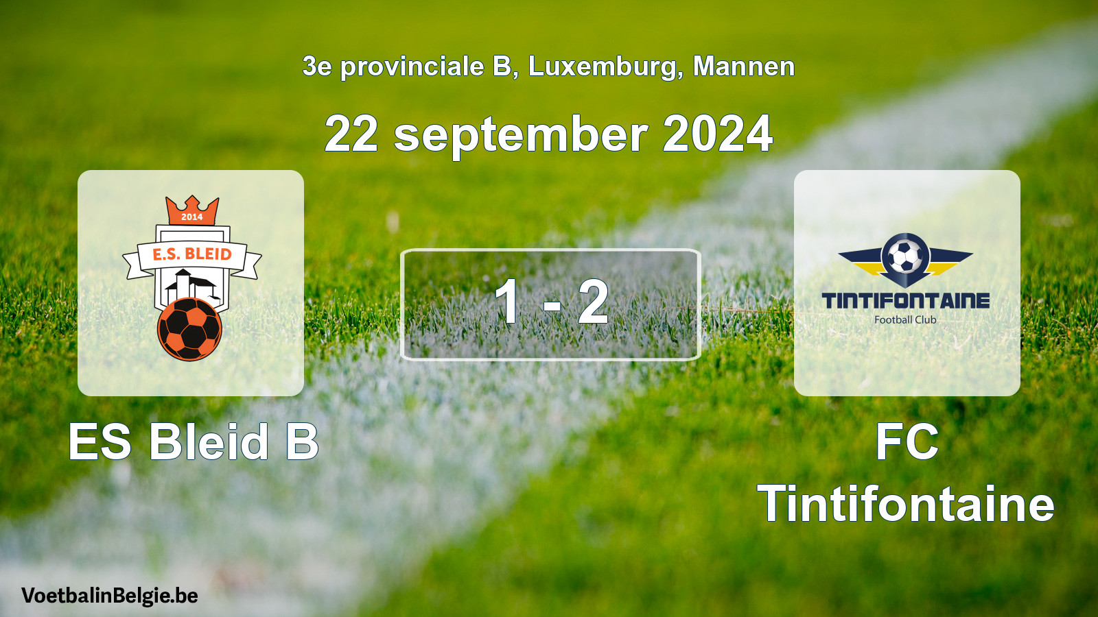 Gespeelde wedstrijd mannenvoetbal: ES Bleid B - FC Tintifontaine 1 - 2 (22 september 2024)