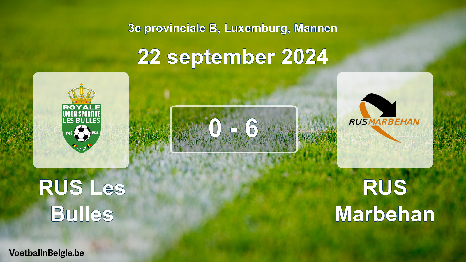 Gespeelde wedstrijd mannenvoetbal: RUS Les Bulles - RUS Marbehan 0 - 6 (22 september 2024)
