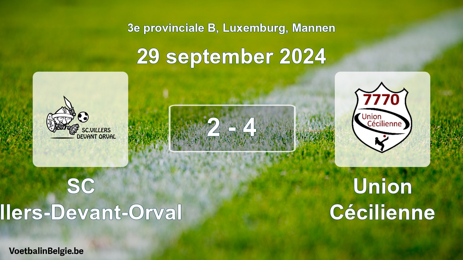 Gespeelde wedstrijd mannenvoetbal: SC Villers-Devant-Orval - Union Cécilienne 2 - 4 (29 september 2024)
