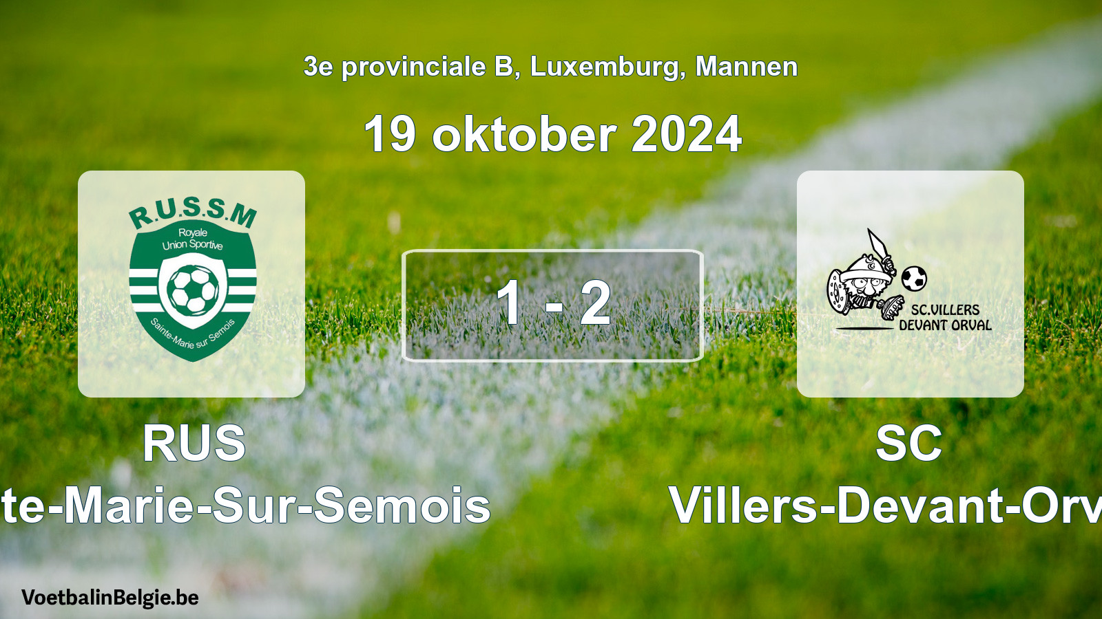Gespeelde wedstrijd mannenvoetbal: RUS Sainte-Marie-Sur-Semois - SC Villers-Devant-Orval 1 - 2 (19 oktober 2024)