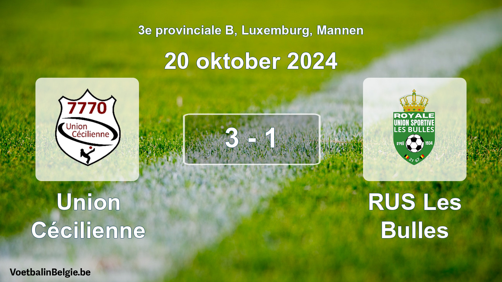 Gespeelde wedstrijd mannenvoetbal: Union Cécilienne - RUS Les Bulles 3 - 1 (20 oktober 2024)