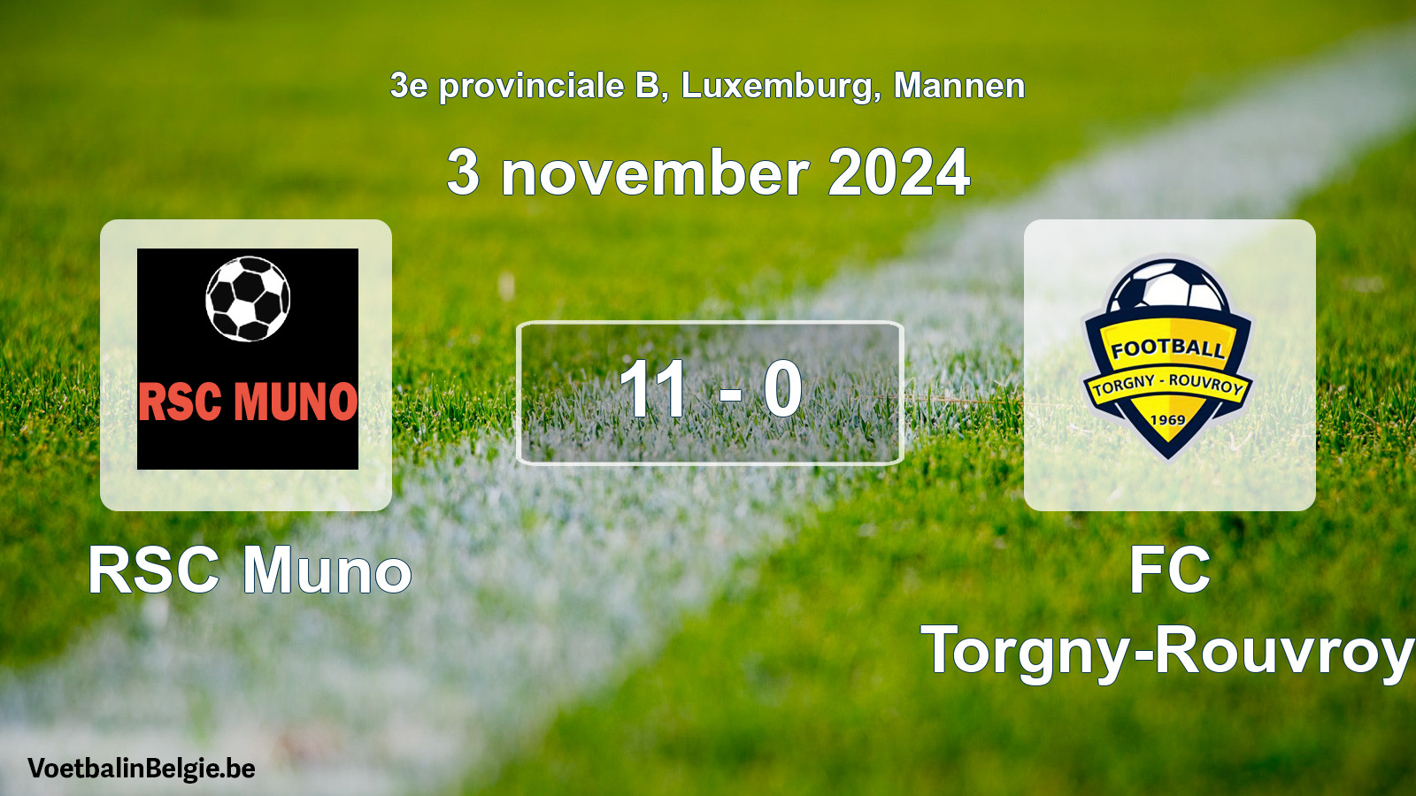 Gespeelde wedstrijd mannenvoetbal: RSC Muno - FC Torgny-Rouvroy 11 - 0 (3 november 2024)