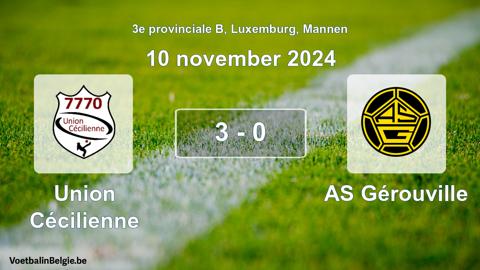 Gespeelde wedstrijd mannenvoetbal: Union Cécilienne - AS Gérouville 3 - 0 (10 november 2024)