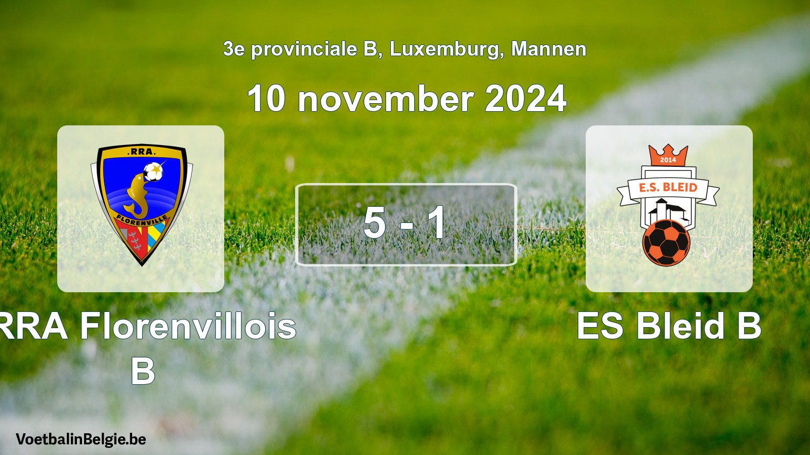 Gespeelde wedstrijd mannenvoetbal: RRA Florenvillois B - ES Bleid B 5 - 1 (10 november 2024)
