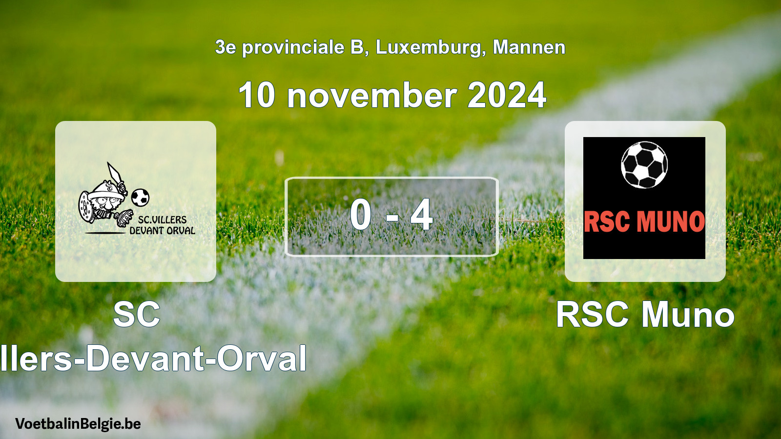 Gespeelde wedstrijd mannenvoetbal: SC Villers-Devant-Orval - RSC Muno 0 - 4 (10 november 2024)