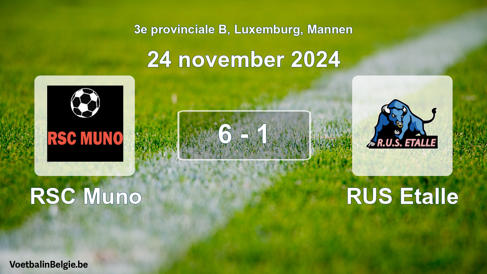Gespeelde wedstrijd mannenvoetbal: RSC Muno - RUS Etalle 6 - 1 (24 november 2024)