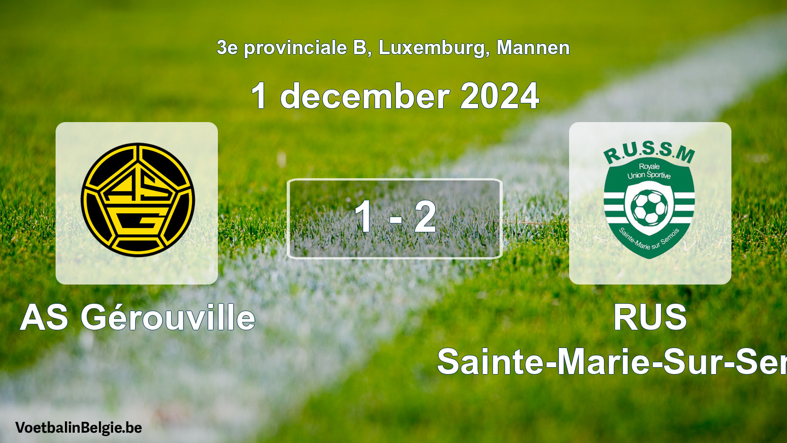 Gespeelde wedstrijd mannenvoetbal: AS Gérouville - RUS Sainte-Marie-Sur-Semois 1 - 2 (1 december 2024)