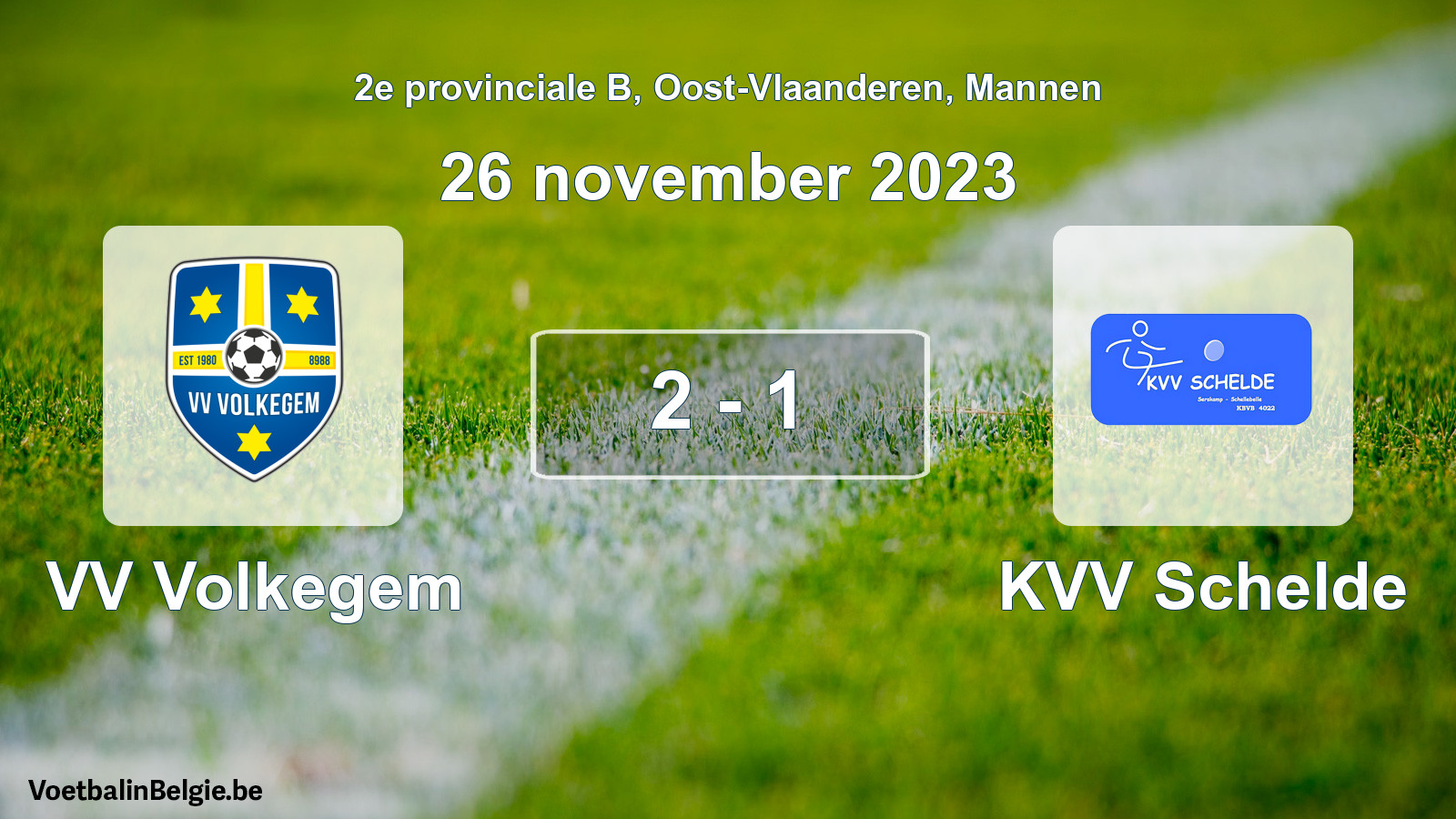Gespeelde wedstrijd mannenvoetbal: VV Volkegem - KVV Schelde 2 - 1 (26 november 2023)
