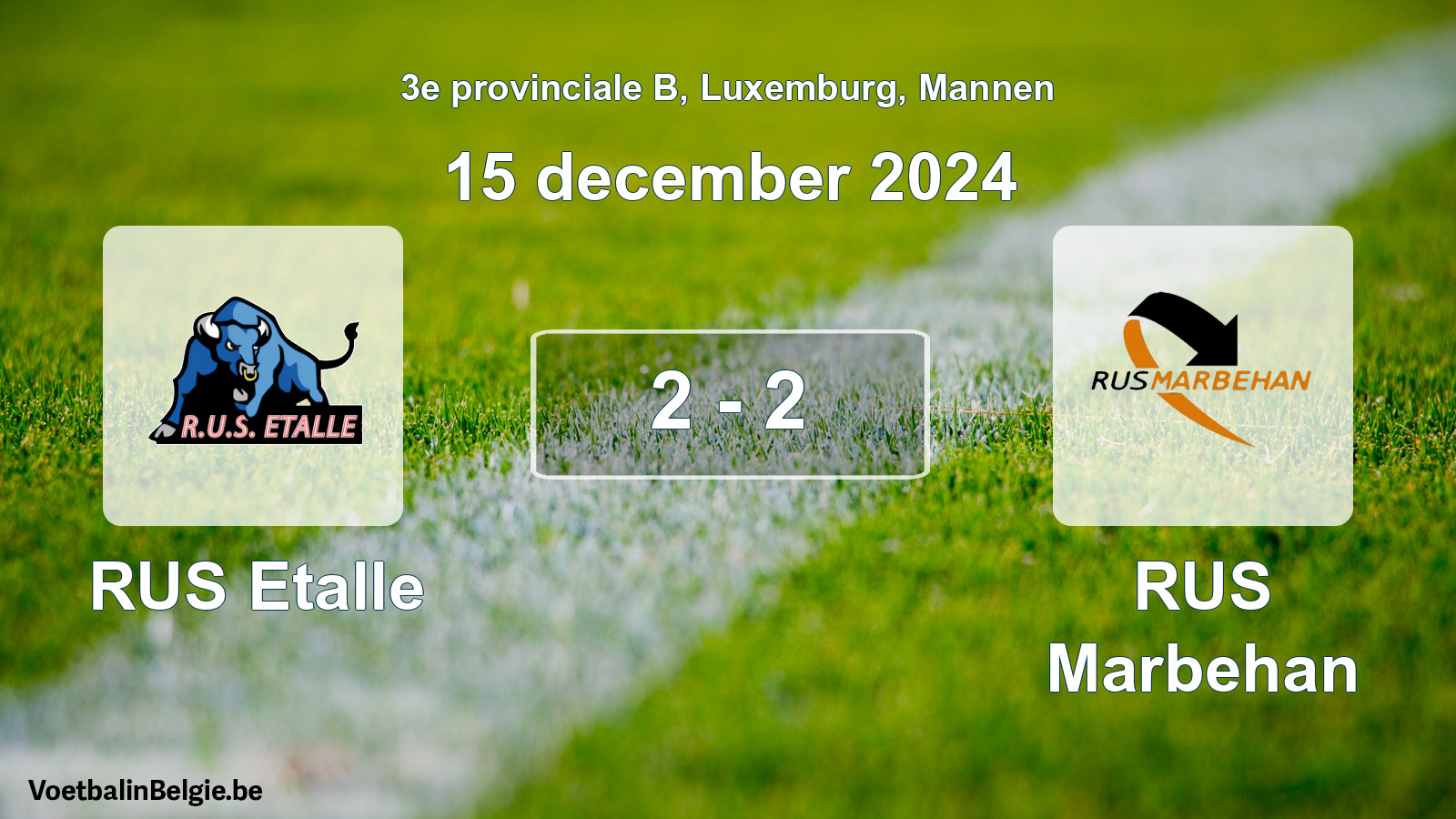 Gespeelde wedstrijd mannenvoetbal: RUS Etalle - RUS Marbehan 2 - 2 (15 december 2024)