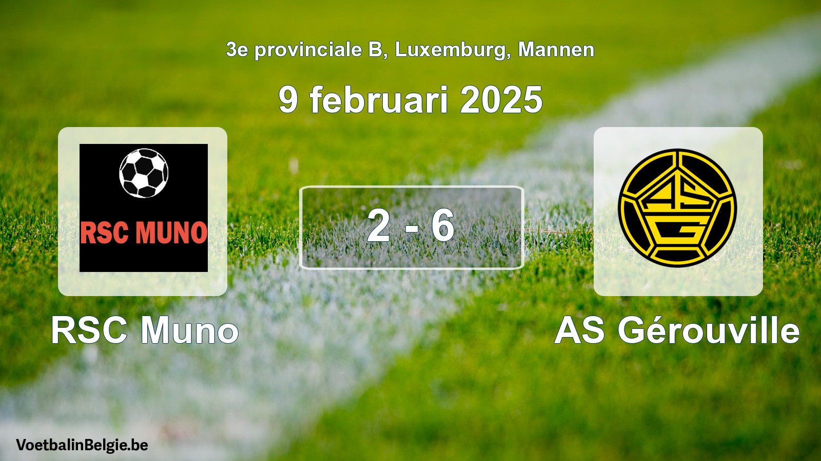 Gespeelde wedstrijd mannenvoetbal: RSC Muno - AS Gérouville 2 - 6 (9 februari 2025)