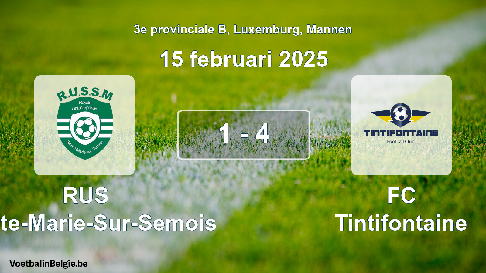 Gespeelde wedstrijd mannenvoetbal: RUS Sainte-Marie-Sur-Semois - FC Tintifontaine 1 - 4 (15 februari 2025)
