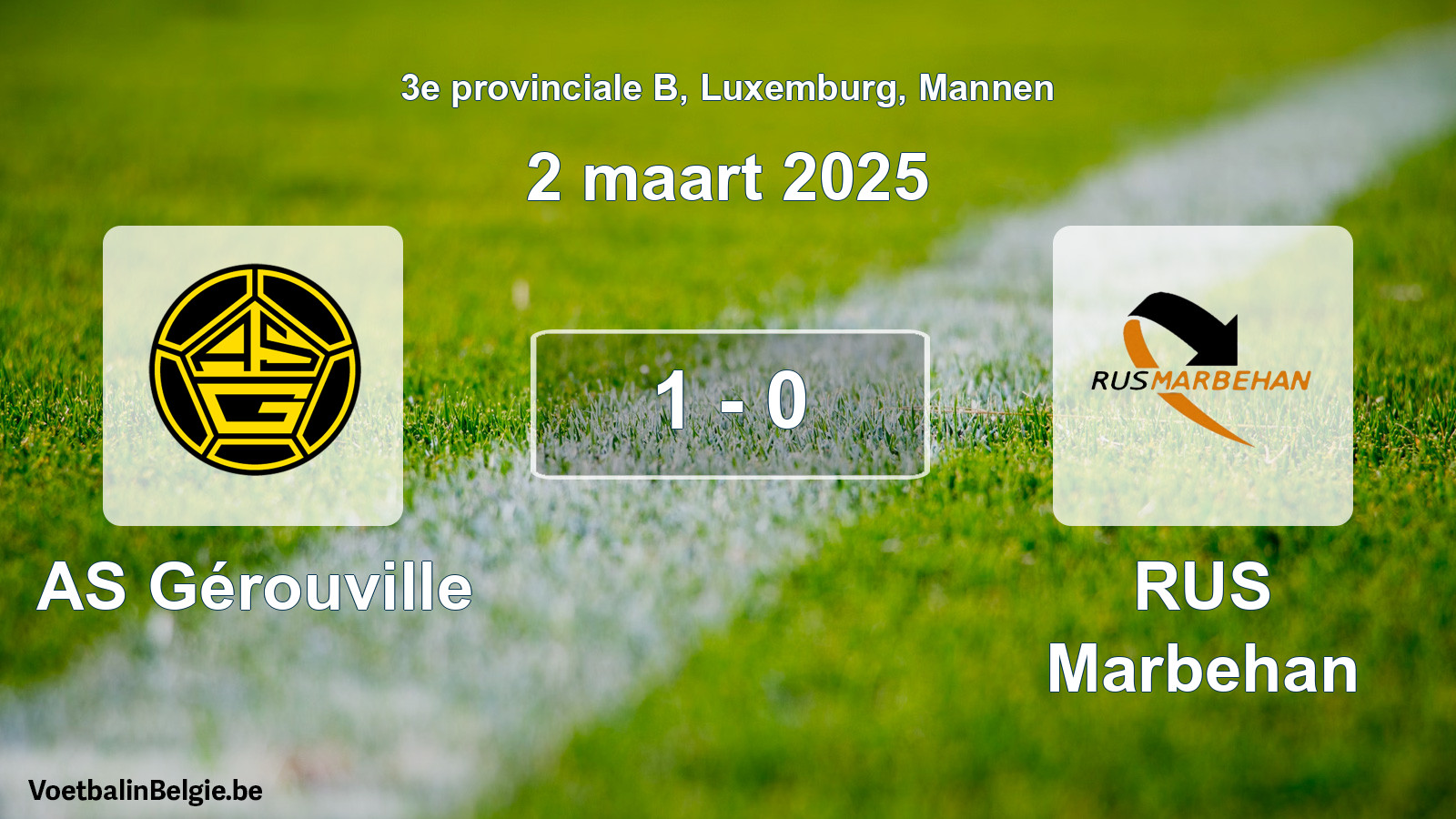 Gespeelde wedstrijd mannenvoetbal: AS Gérouville - RUS Marbehan 1 - 0 (2 maart 2025)
