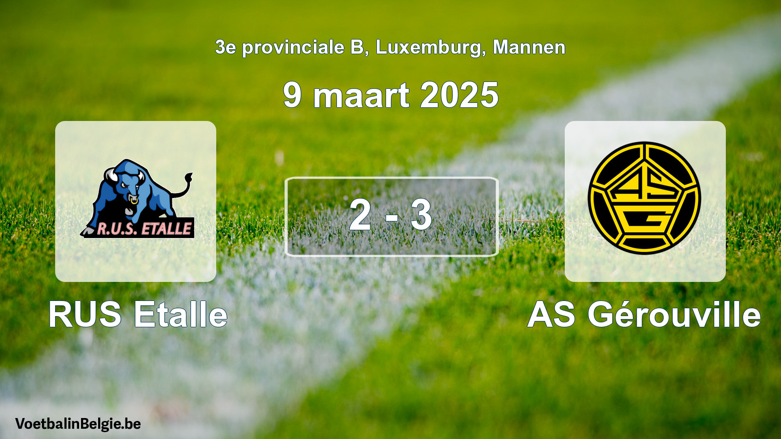 Gespeelde wedstrijd mannenvoetbal: RUS Etalle - AS Gérouville 2 - 3 (9 maart 2025)