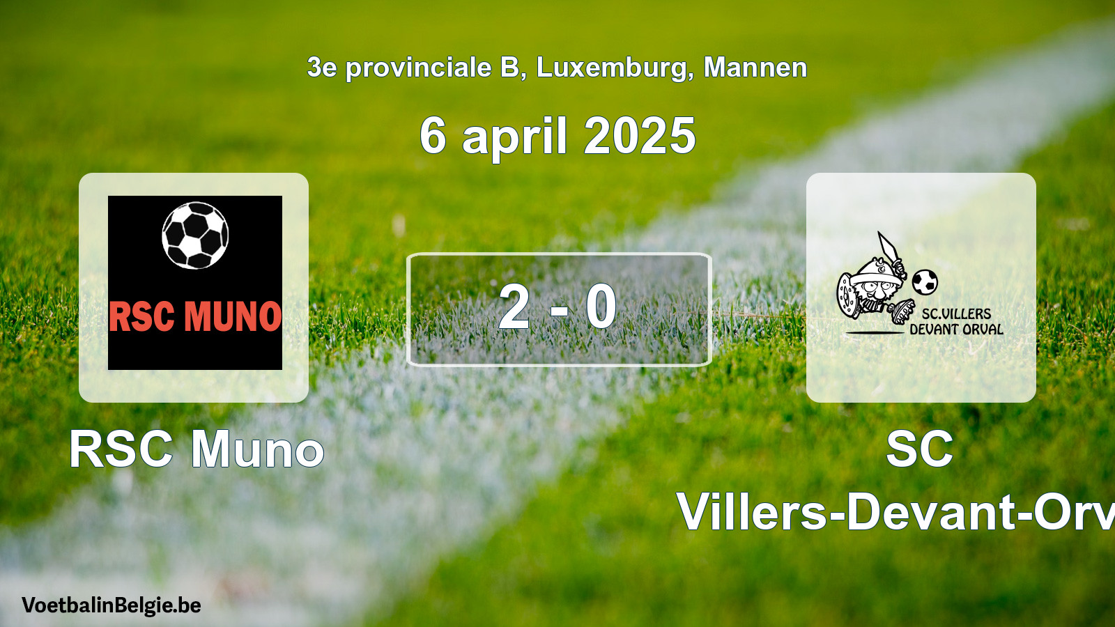 Gespeelde wedstrijd mannenvoetbal: RSC Muno - SC Villers-Devant-Orval 2 - 0 (6 april 2025)