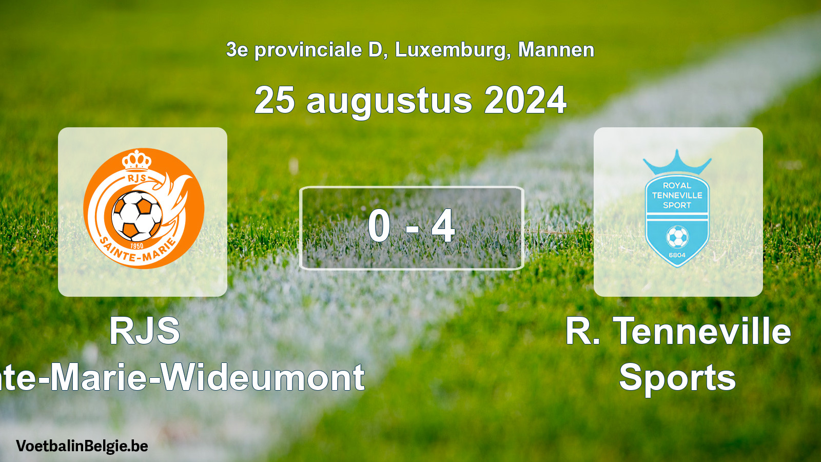 Gespeelde wedstrijd mannenvoetbal: RJS Sainte-Marie-Wideumont - R. Tenneville Sports 0 - 4 (25 augustus 2024)
