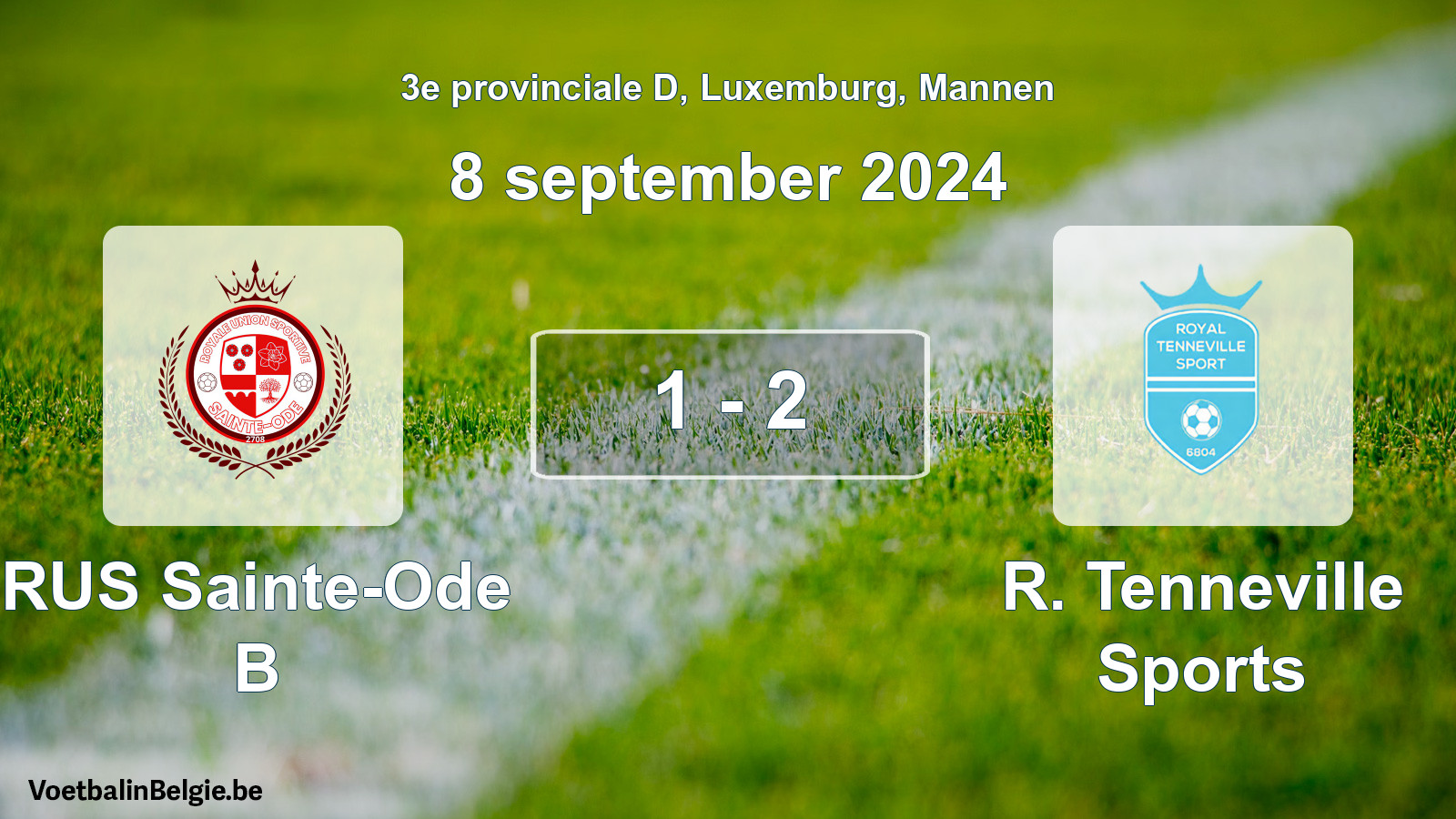 Gespeelde wedstrijd mannenvoetbal: RUS Sainte-Ode B - R. Tenneville Sports 1 - 2 (8 september 2024)