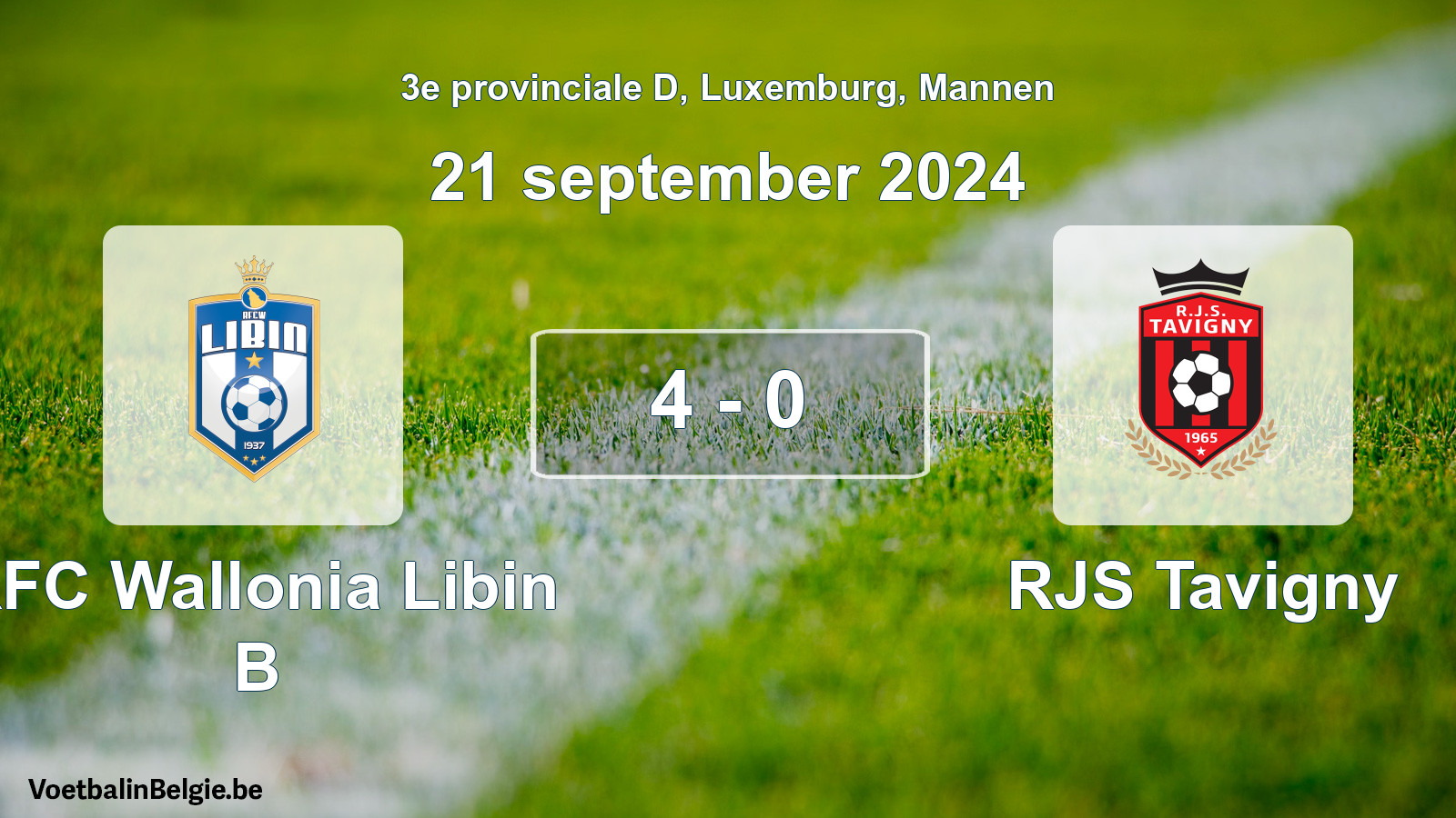 Gespeelde wedstrijd mannenvoetbal: RFC Wallonia Libin B - RJS Tavigny 4 - 0 (21 september 2024)