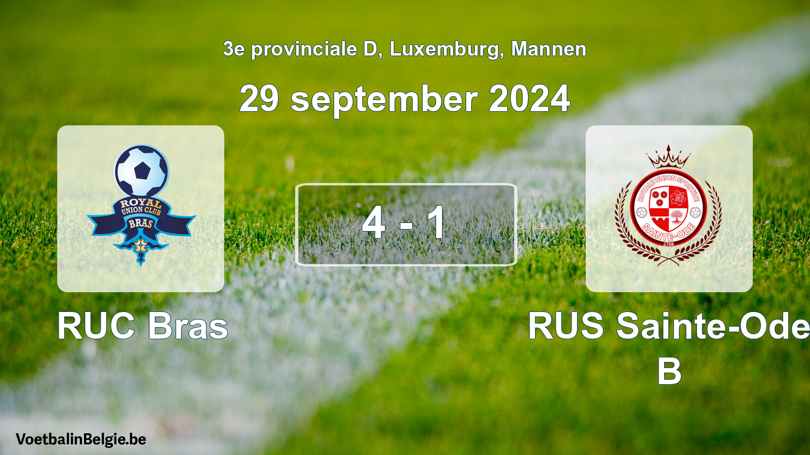 Gespeelde wedstrijd mannenvoetbal: RUC Bras - RUS Sainte-Ode B 4 - 1 (29 september 2024)