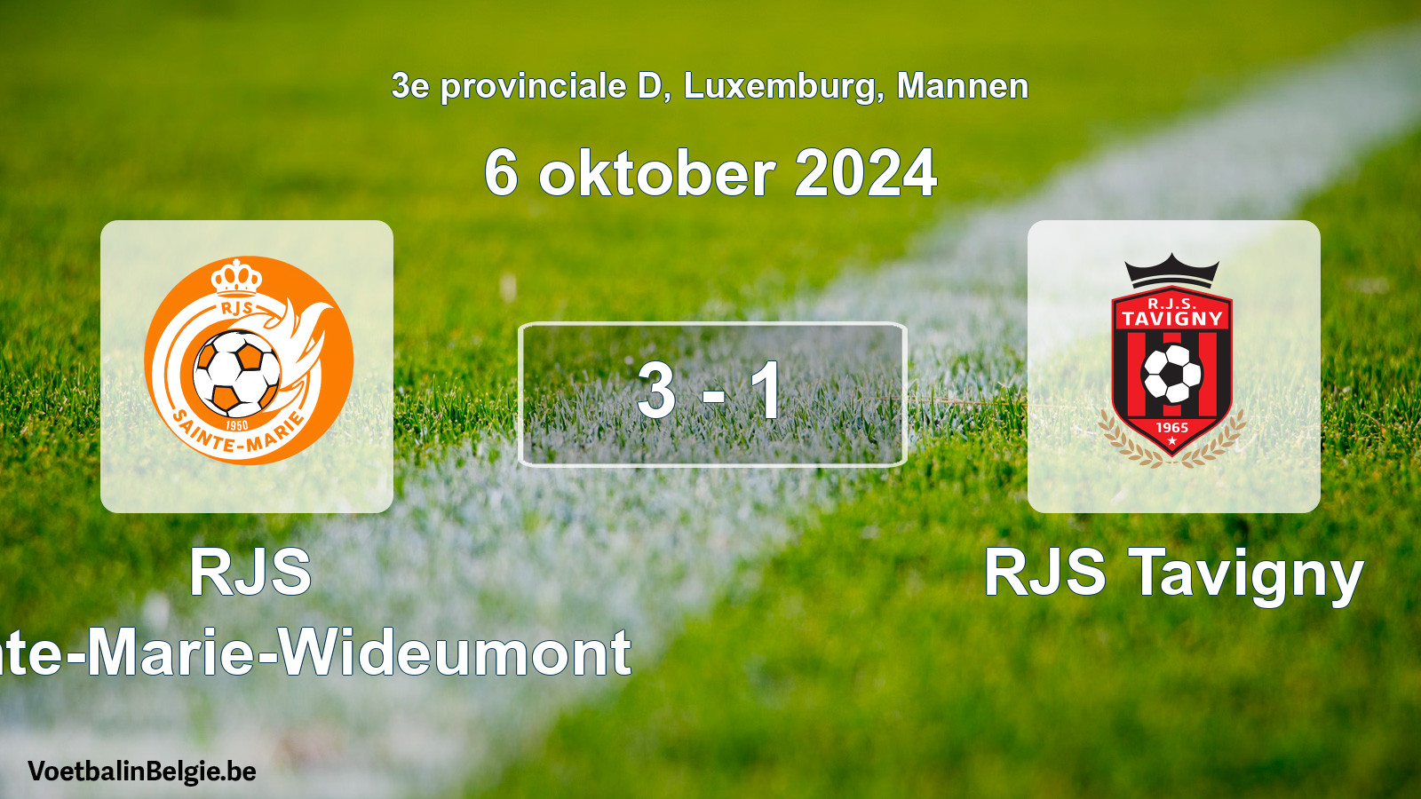 Gespeelde wedstrijd mannenvoetbal: RJS Sainte-Marie-Wideumont - RJS Tavigny 3 - 1 (6 oktober 2024)