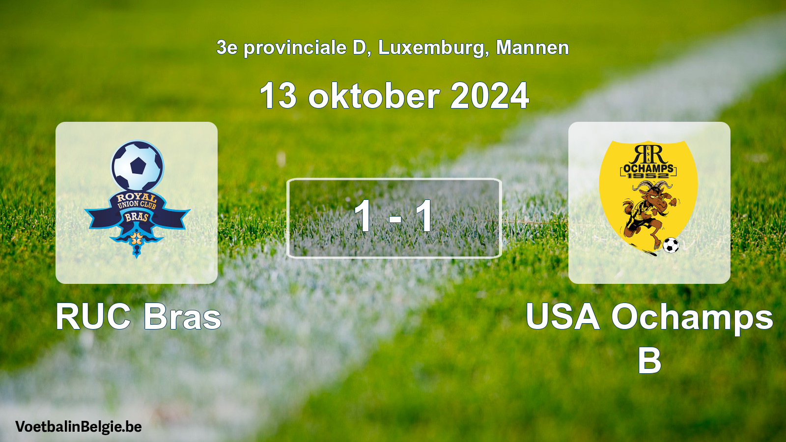 Gespeelde wedstrijd mannenvoetbal: RUC Bras - USA Ochamps B 1 - 1 (13 oktober 2024)