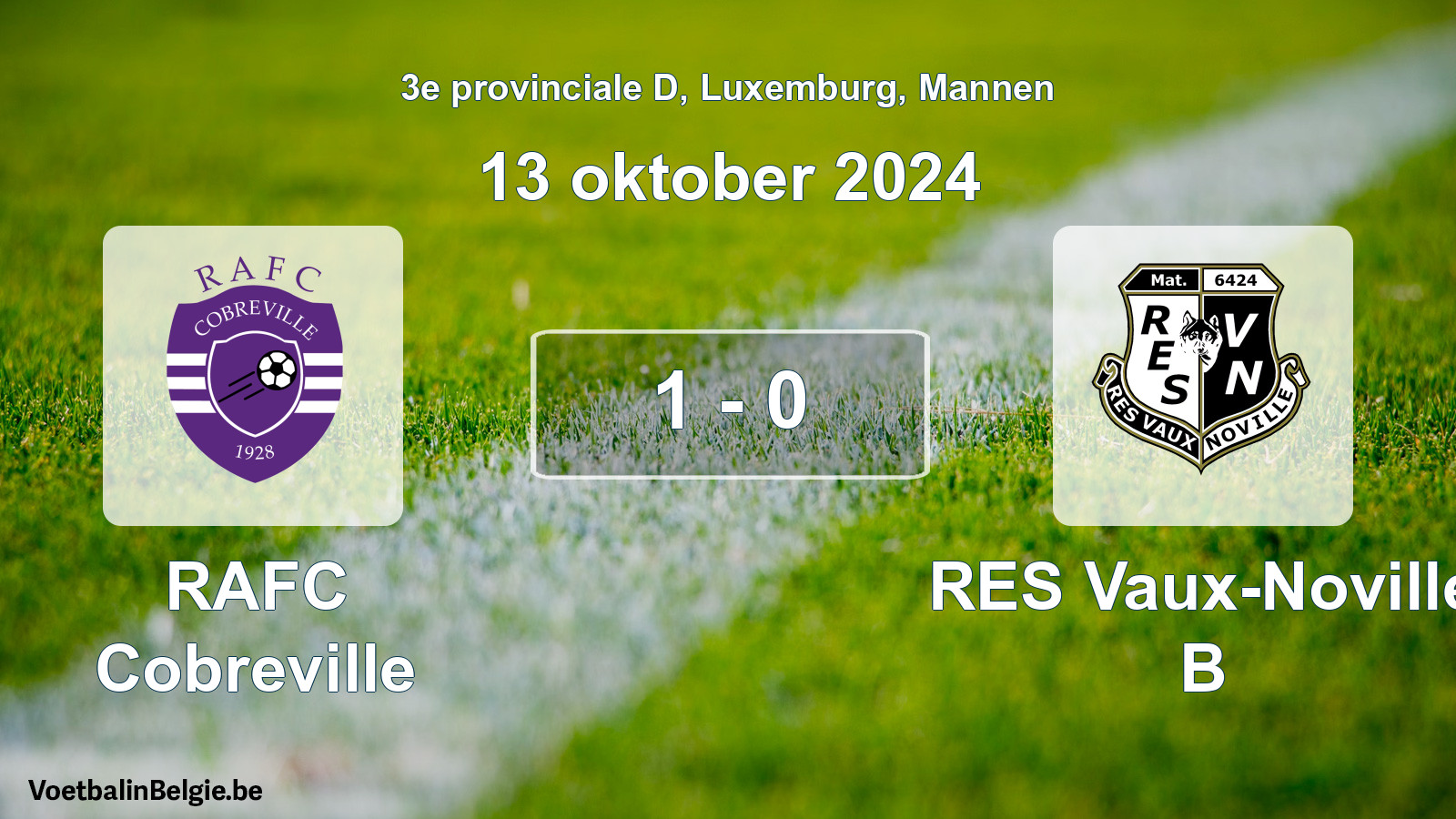 Gespeelde wedstrijd mannenvoetbal: RAFC Cobreville - RES Vaux-Noville B 1 - 0 (13 oktober 2024)