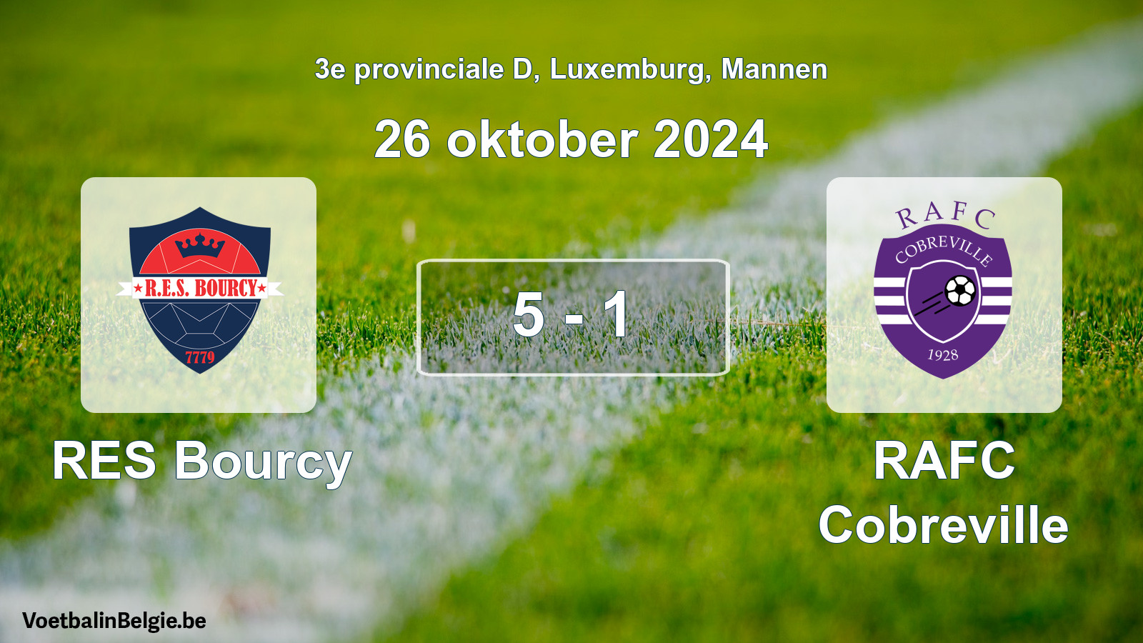 Gespeelde wedstrijd mannenvoetbal: RES Bourcy - RAFC Cobreville 5 - 1 (26 oktober 2024)