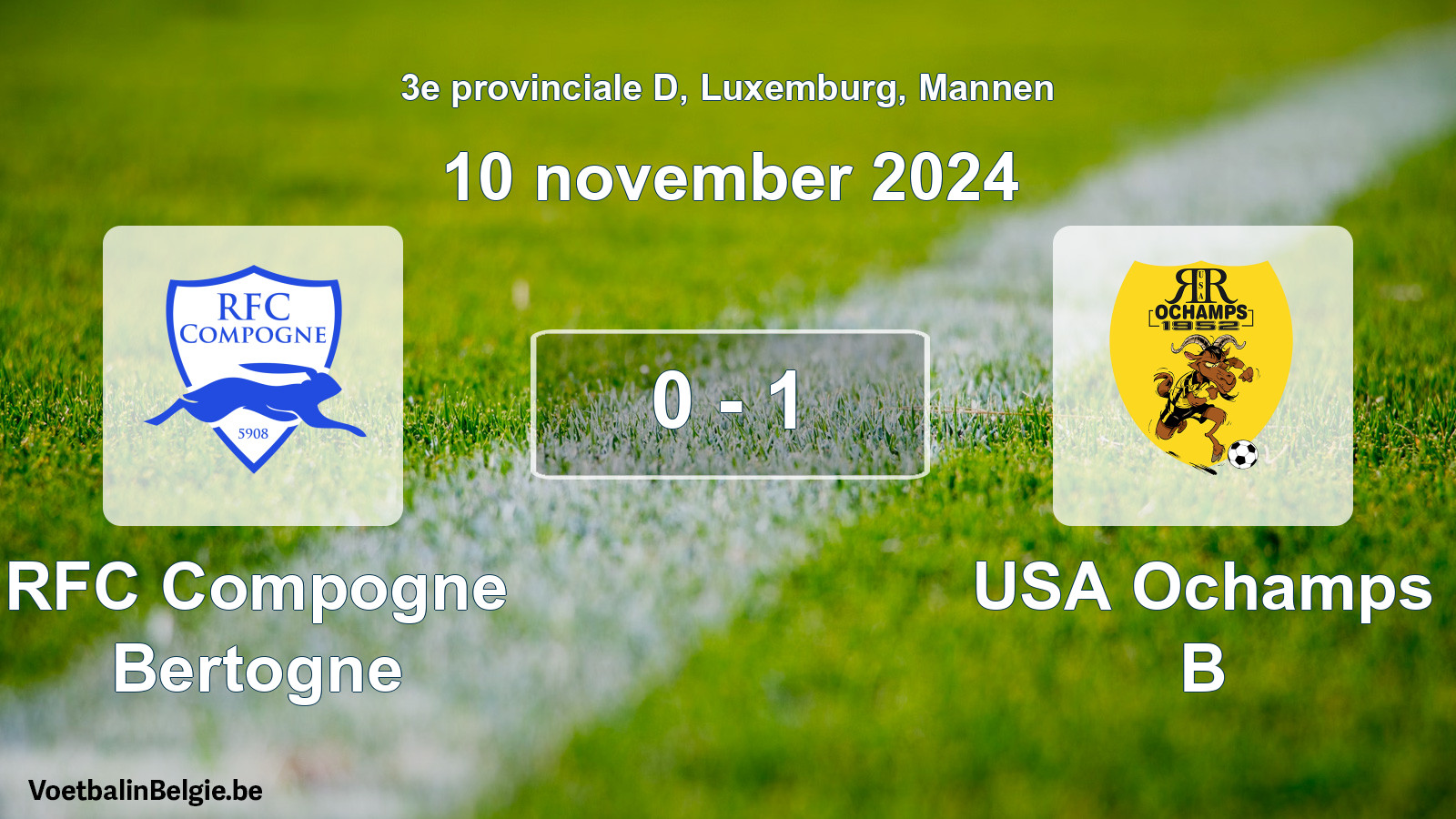Gespeelde wedstrijd mannenvoetbal: RFC Compogne Bertogne - USA Ochamps B 0 - 1 (10 november 2024)