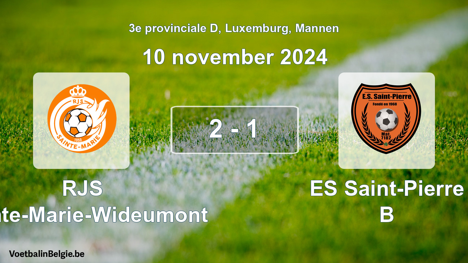 Gespeelde wedstrijd mannenvoetbal: RJS Sainte-Marie-Wideumont - ES Saint-Pierre B 2 - 1 (10 november 2024)