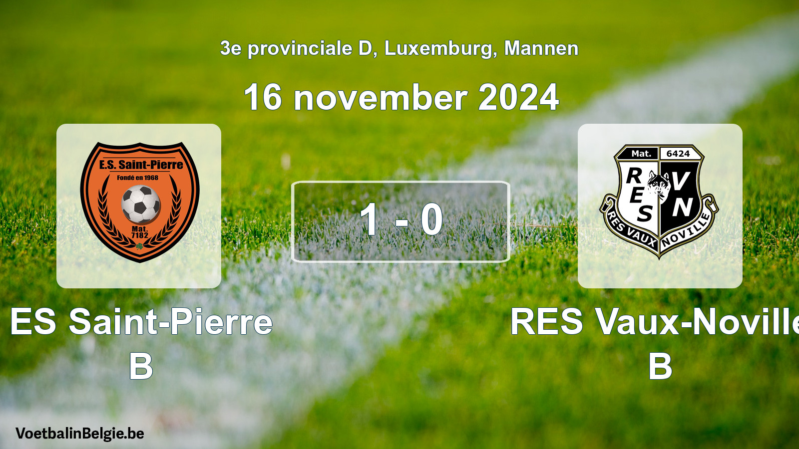 Gespeelde wedstrijd mannenvoetbal: ES Saint-Pierre B - RES Vaux-Noville B 1 - 0 (16 november 2024)