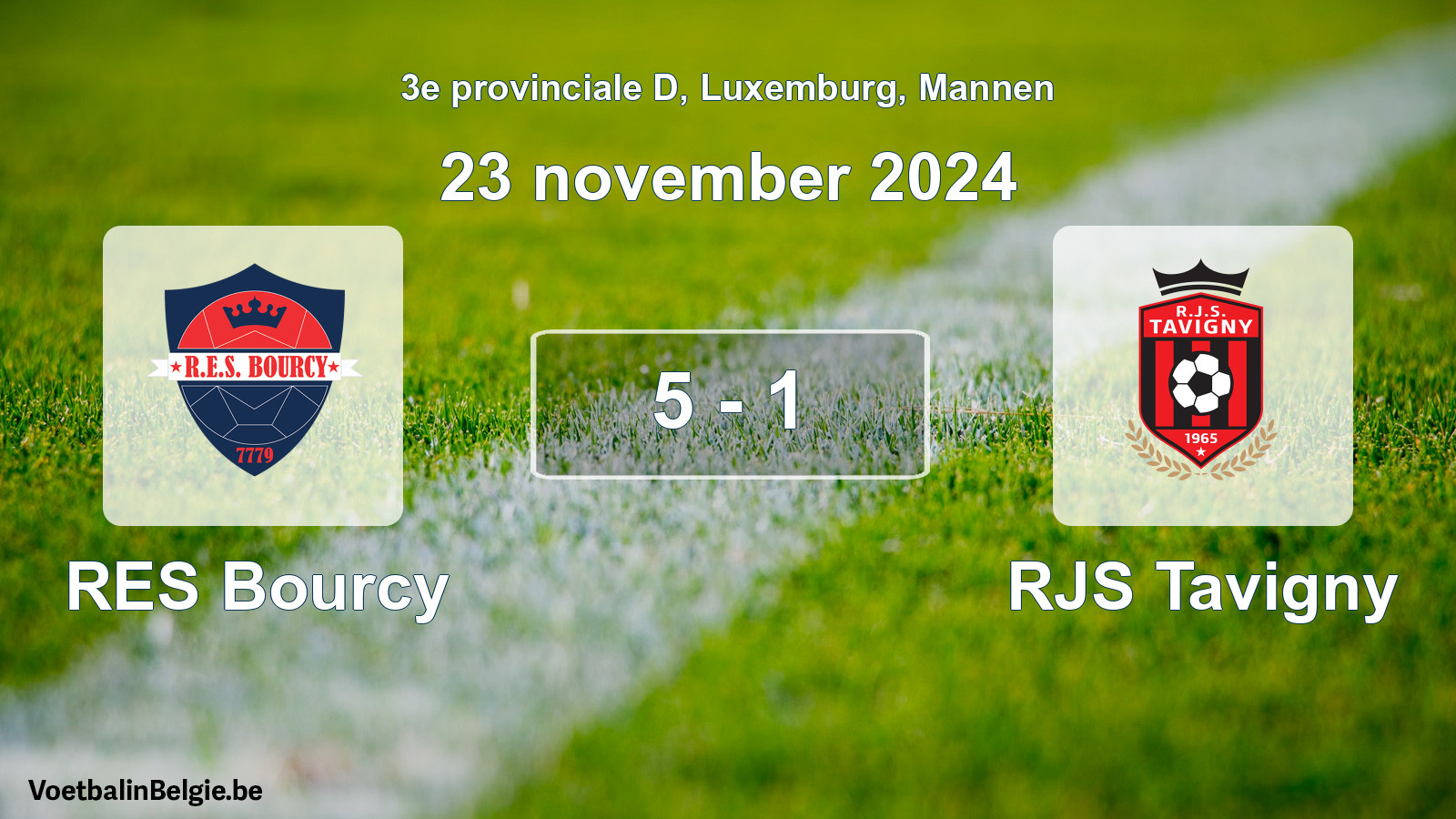 Gespeelde wedstrijd mannenvoetbal: RES Bourcy - RJS Tavigny 5 - 1 (23 november 2024)