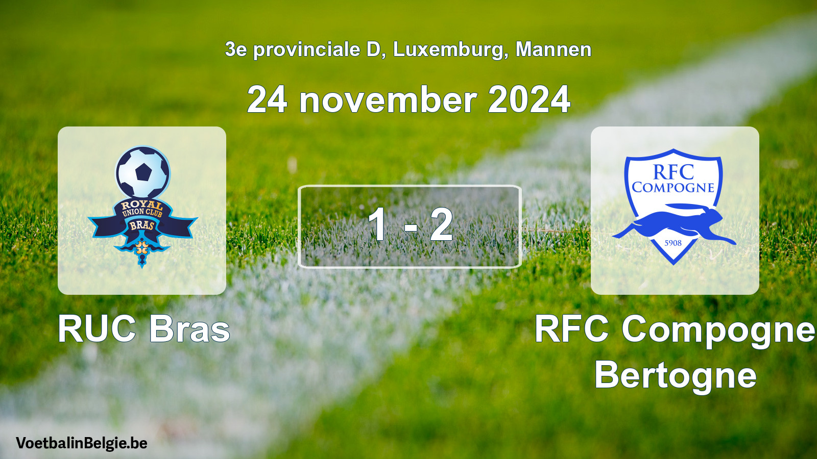 Gespeelde wedstrijd mannenvoetbal: RUC Bras - RFC Compogne Bertogne 1 - 2 (24 november 2024)