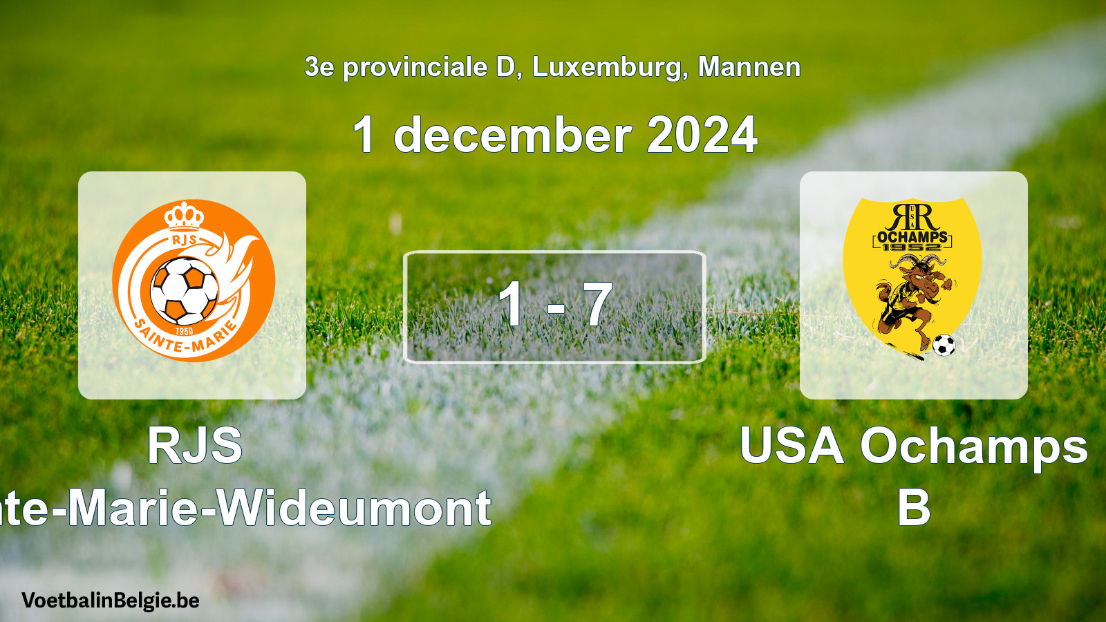Gespeelde wedstrijd mannenvoetbal: RJS Sainte-Marie-Wideumont - USA Ochamps B 1 - 7 (1 december 2024)