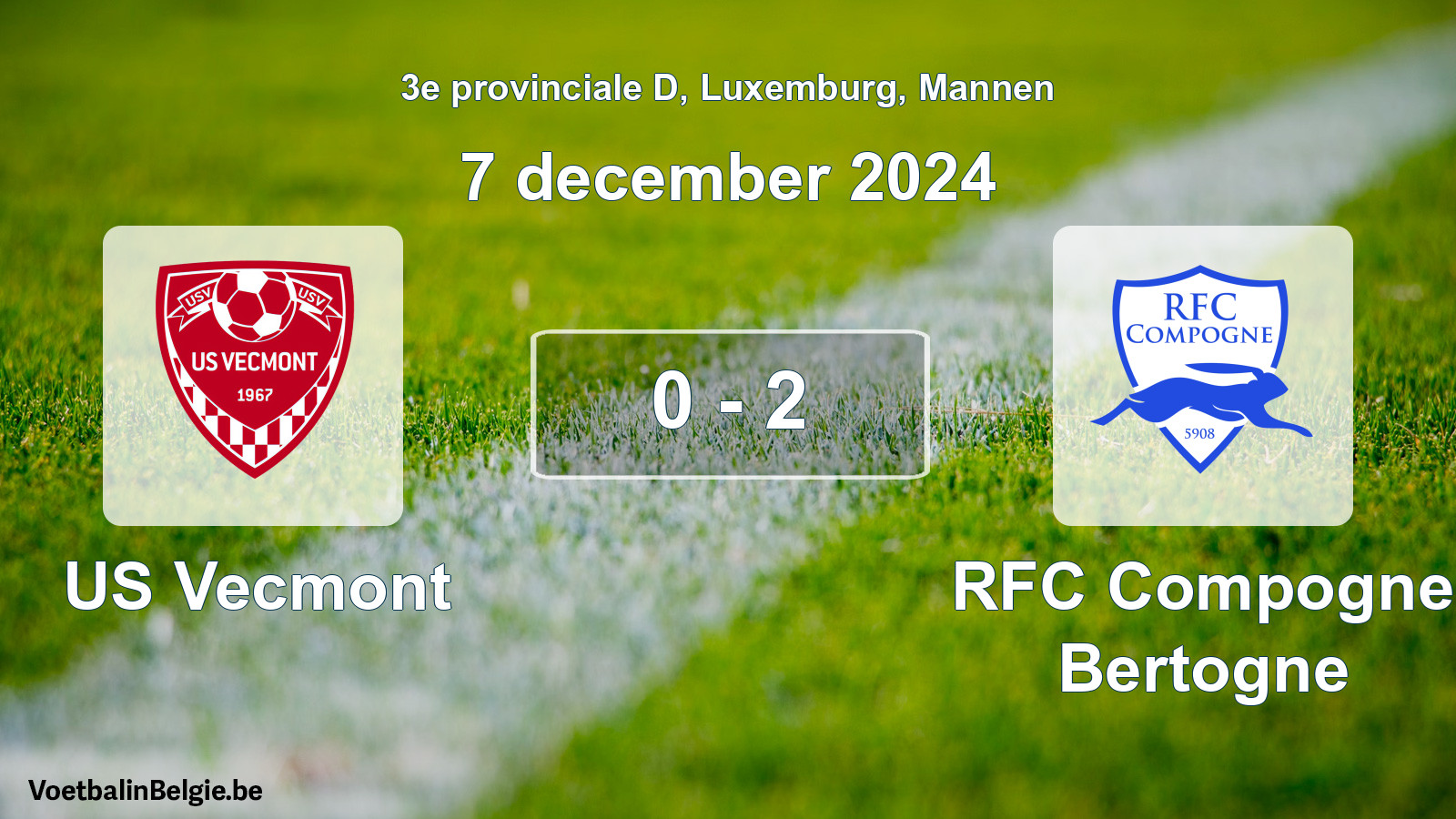Gespeelde wedstrijd mannenvoetbal: US Vecmont - RFC Compogne Bertogne 0 - 2 (7 december 2024)