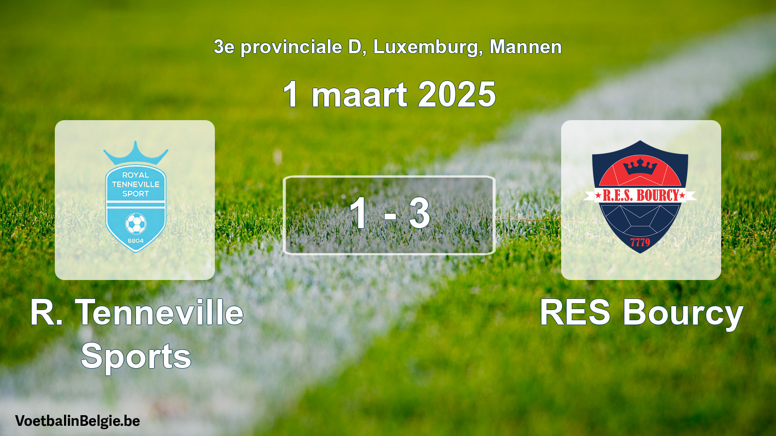 Gespeelde wedstrijd mannenvoetbal: R. Tenneville Sports - RES Bourcy 1 - 3 (1 maart 2025)