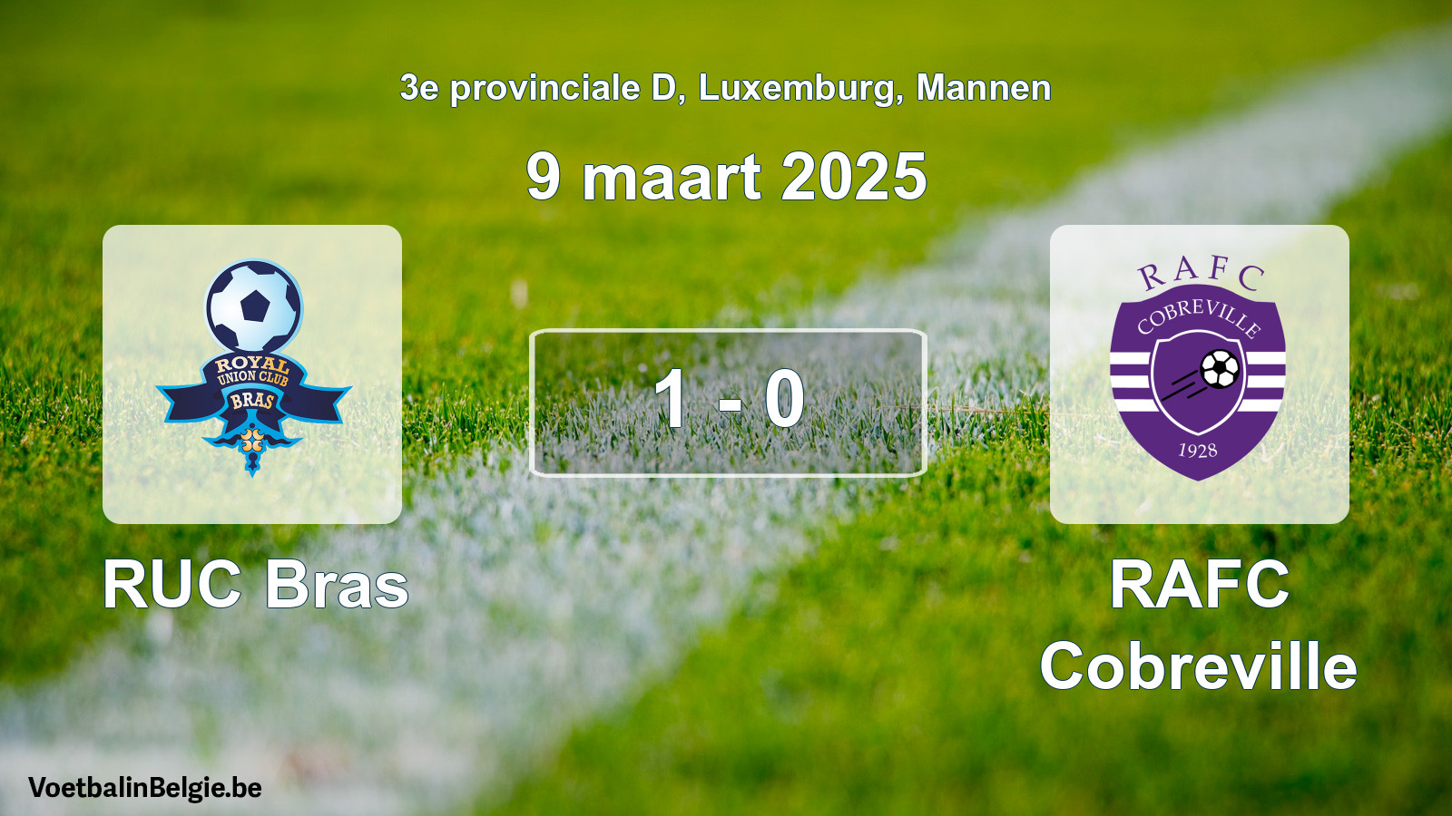 Gespeelde wedstrijd mannenvoetbal: RUC Bras - RAFC Cobreville 1 - 0 (9 maart 2025)