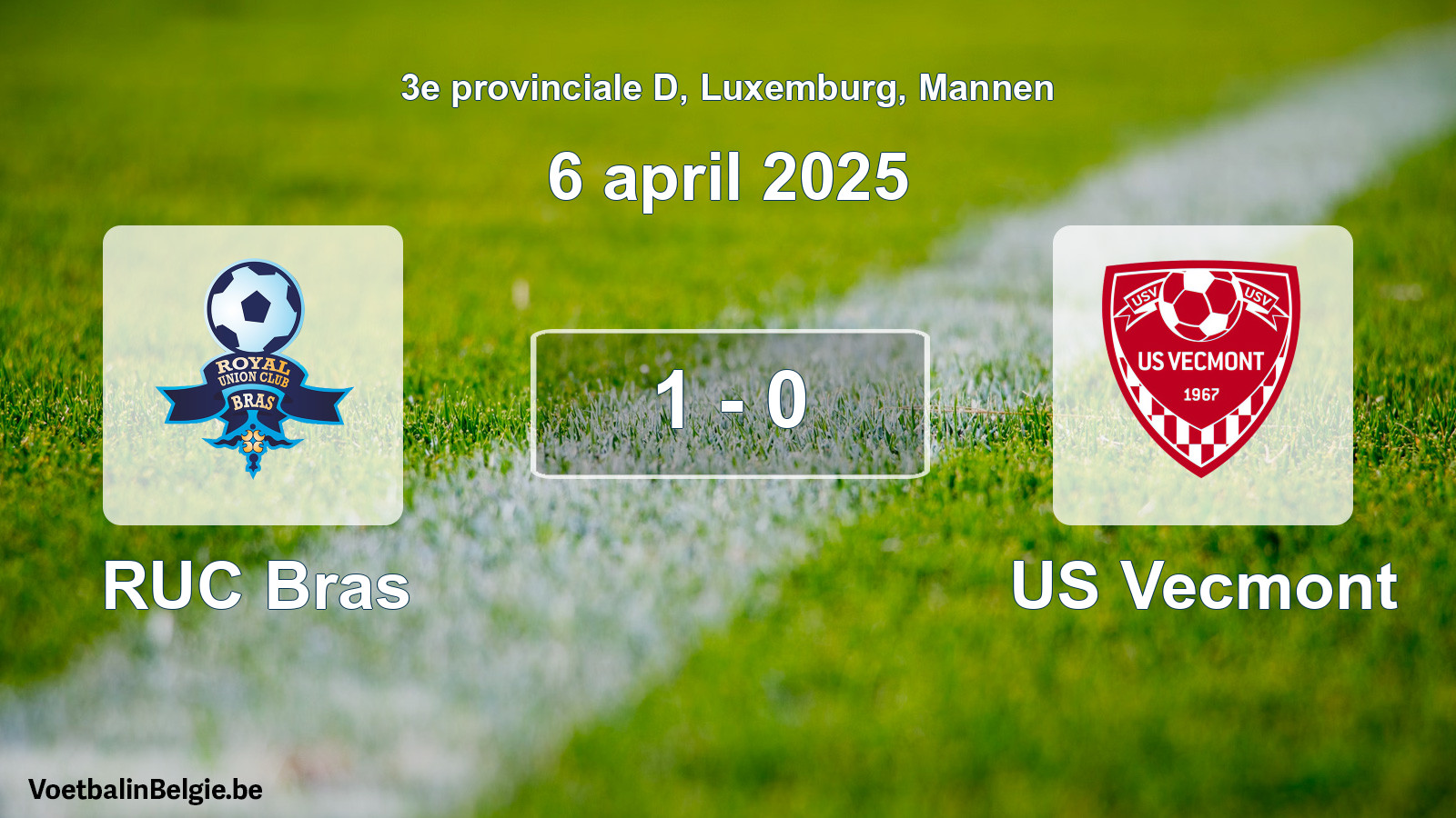 Gespeelde wedstrijd mannenvoetbal: RUC Bras - US Vecmont 1 - 0 (6 april 2025)