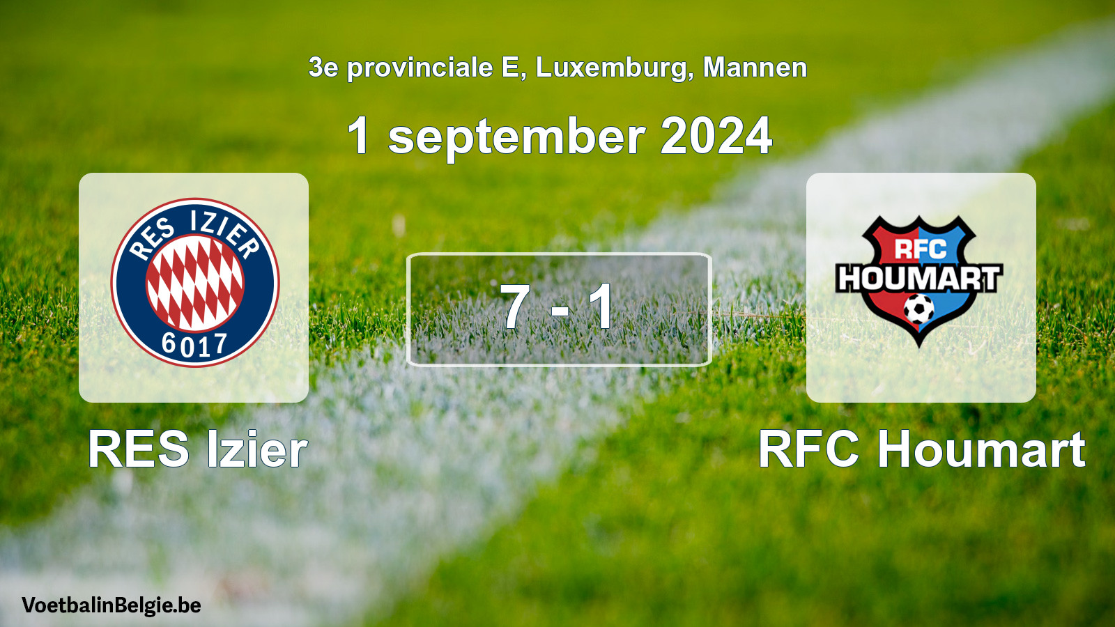 Gespeelde wedstrijd mannenvoetbal: RES Izier - RFC Houmart 7 - 1 (1 september 2024)