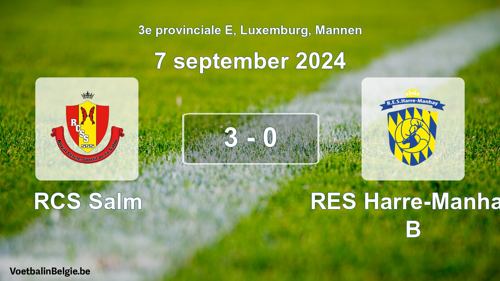 Gespeelde wedstrijd mannenvoetbal: RCS Salm - RES Harre-Manhay B 3 - 0 (7 september 2024)