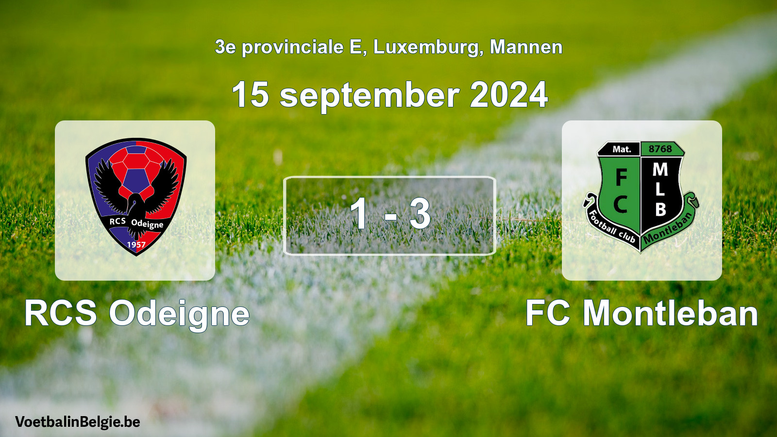 Played match men football: RCS Odeigne - FC Montleban 1 - 3 (15 September 2024)