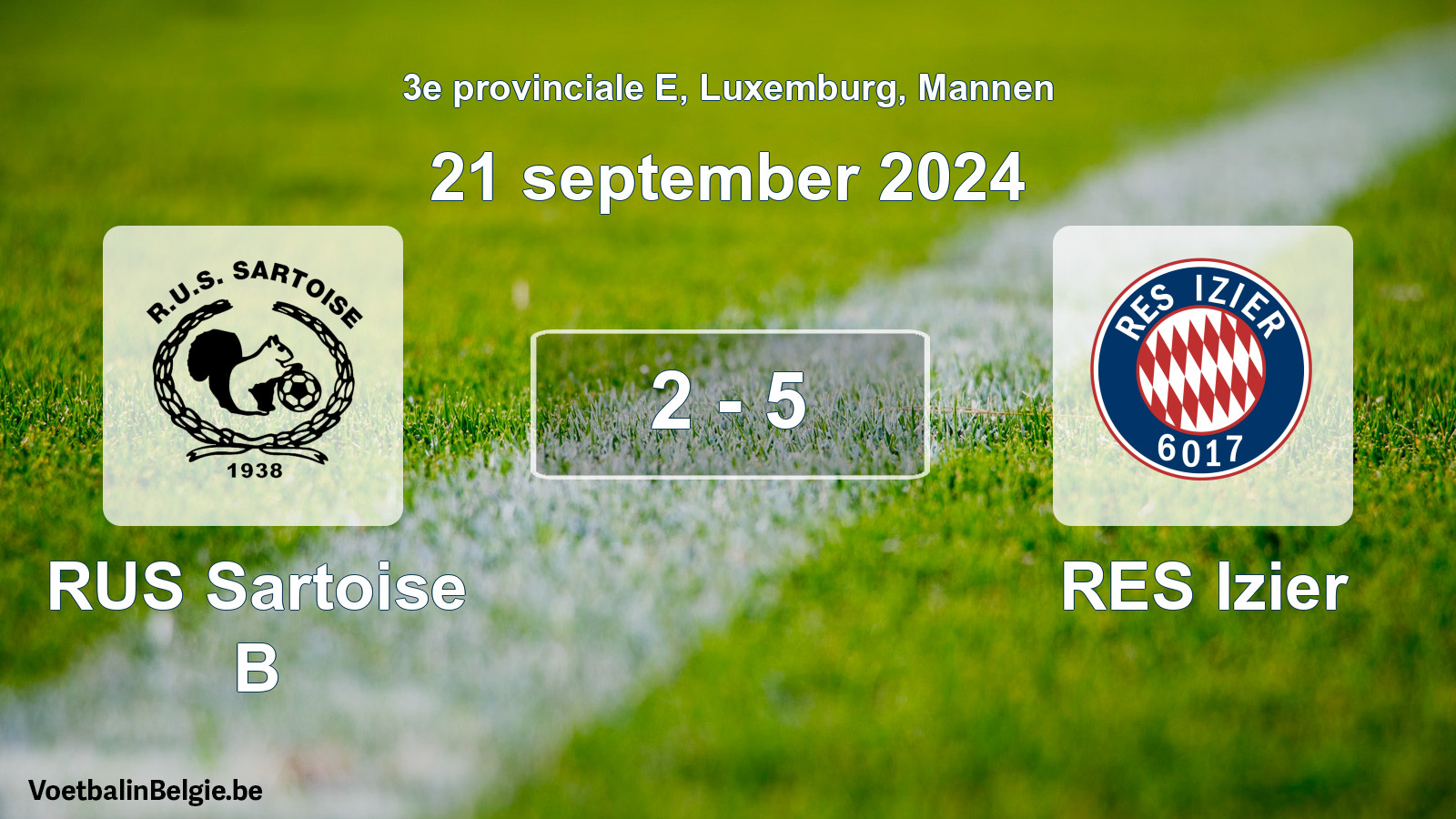 Played match men football: RUS Sartoise B - RES Izier 2 - 5 (21 September 2024)
