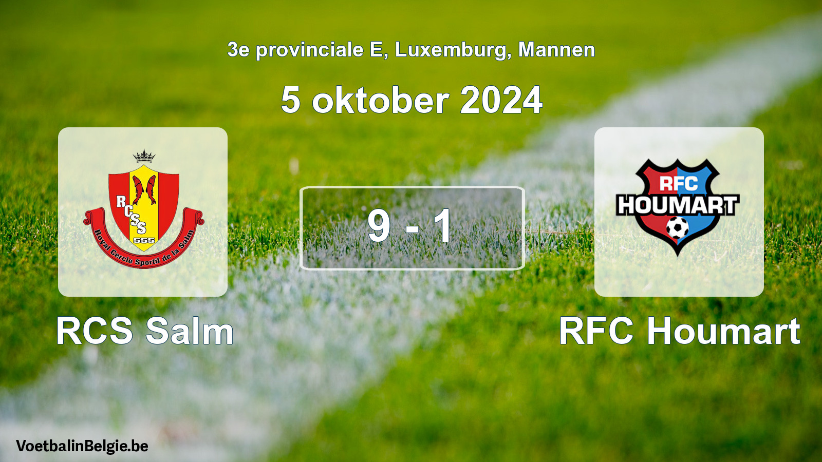 Gespeelde wedstrijd mannenvoetbal: RCS Salm - RFC Houmart 9 - 1 (5 oktober 2024)