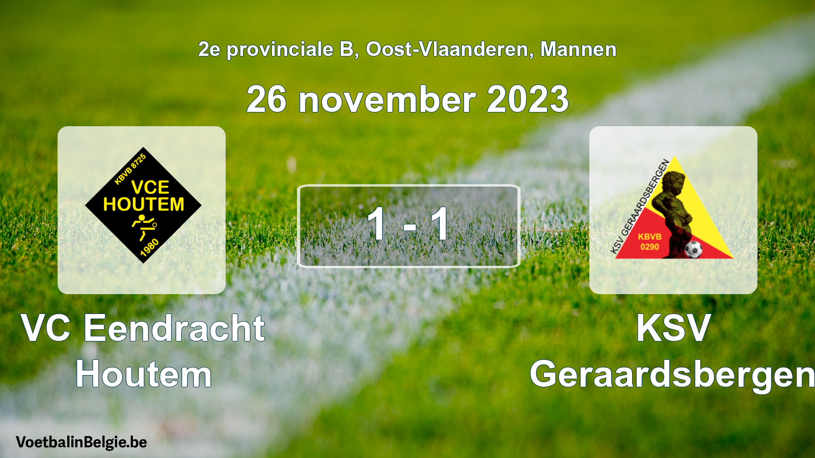 Gespeelde wedstrijd mannenvoetbal: VC Eendracht Houtem - KSV Geraardsbergen 1 - 1 (26 november 2023)