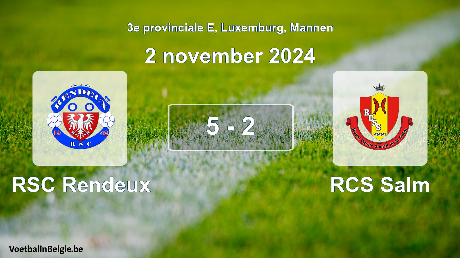 Gespeelde wedstrijd mannenvoetbal: RSC Rendeux - RCS Salm 5 - 2 (2 november 2024)