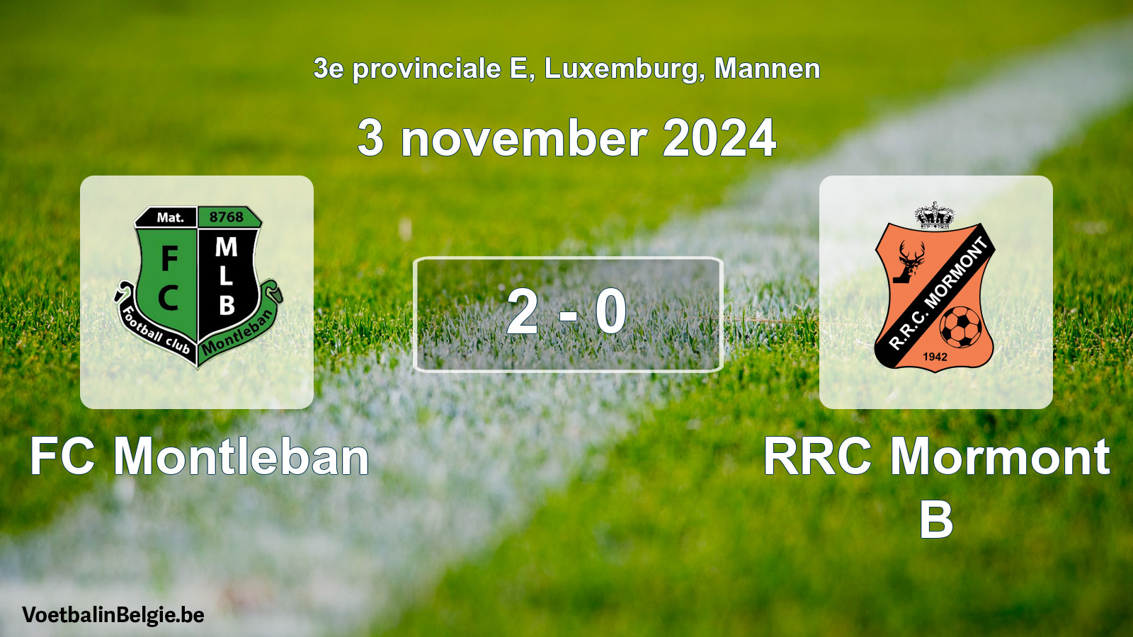Gespeelde wedstrijd mannenvoetbal: FC Montleban - RRC Mormont B 2 - 0 (3 november 2024)