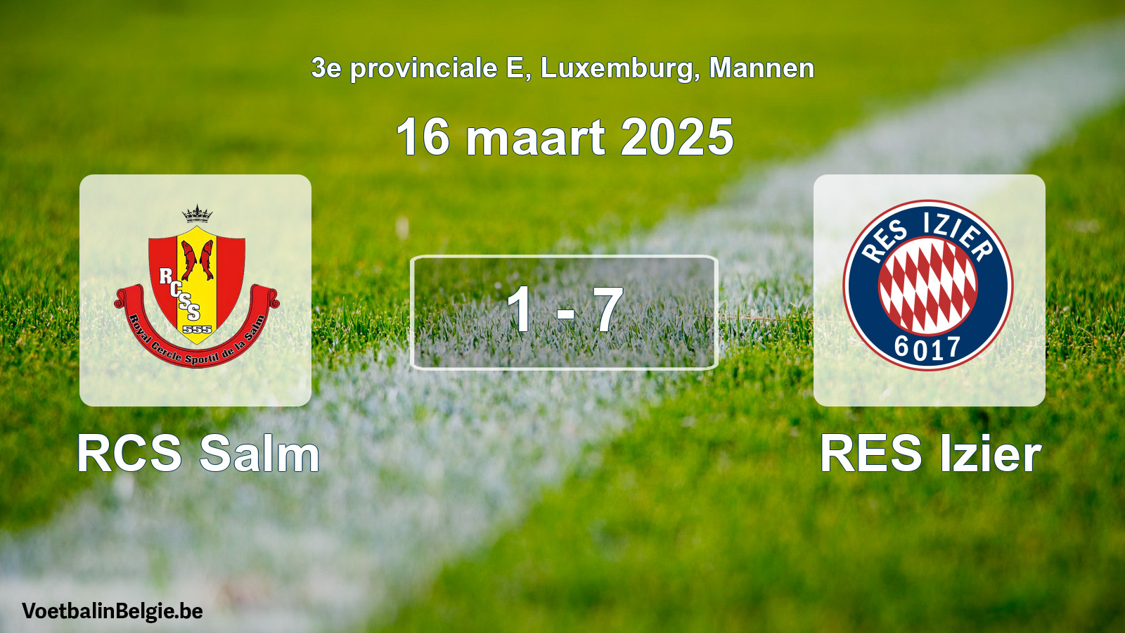 Gespeelde wedstrijd mannenvoetbal: RCS Salm - RES Izier 1 - 7 (16 maart 2025)