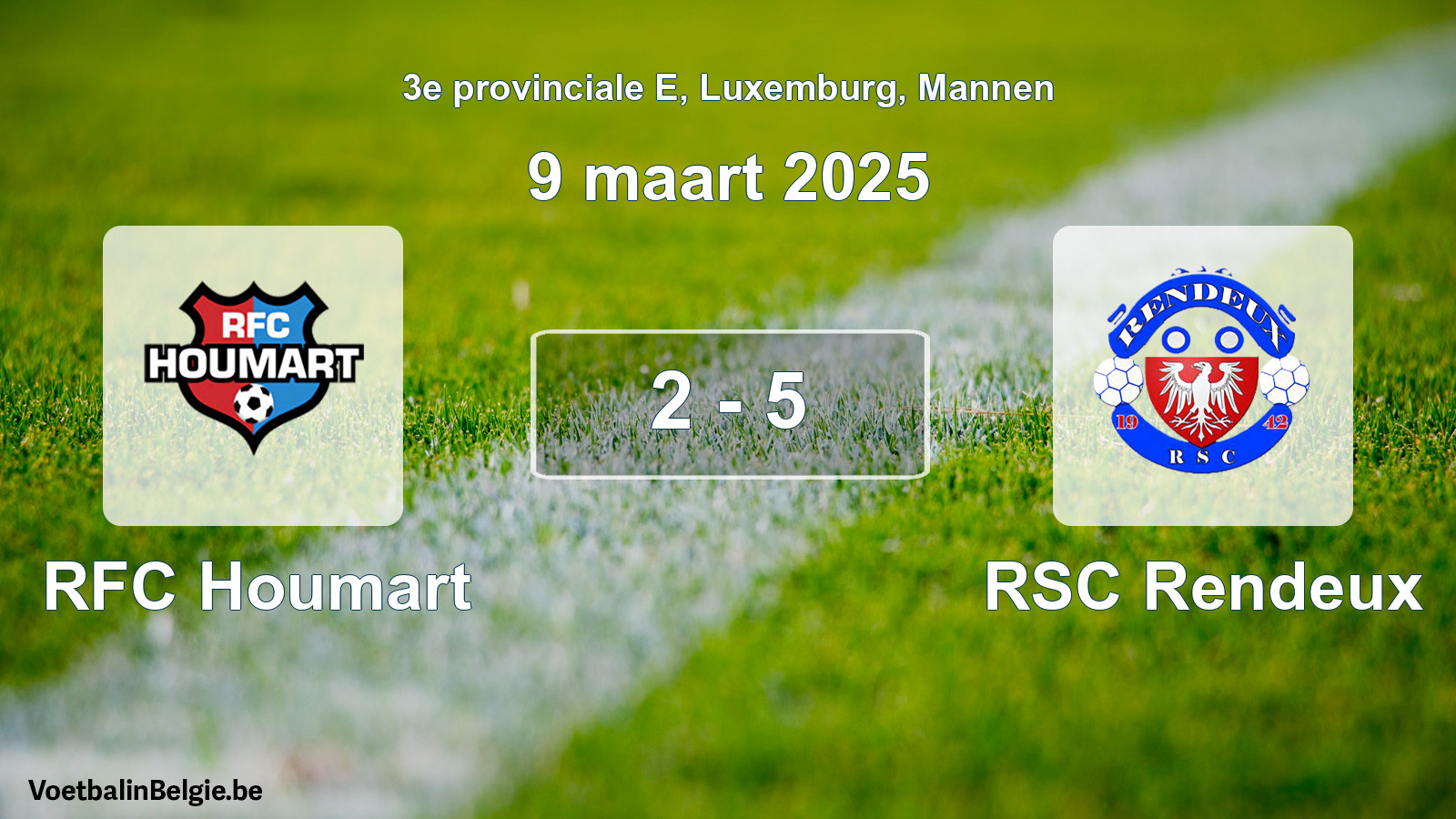 Gespeelde wedstrijd mannenvoetbal: RFC Houmart - RSC Rendeux 2 - 5 (9 maart 2025)