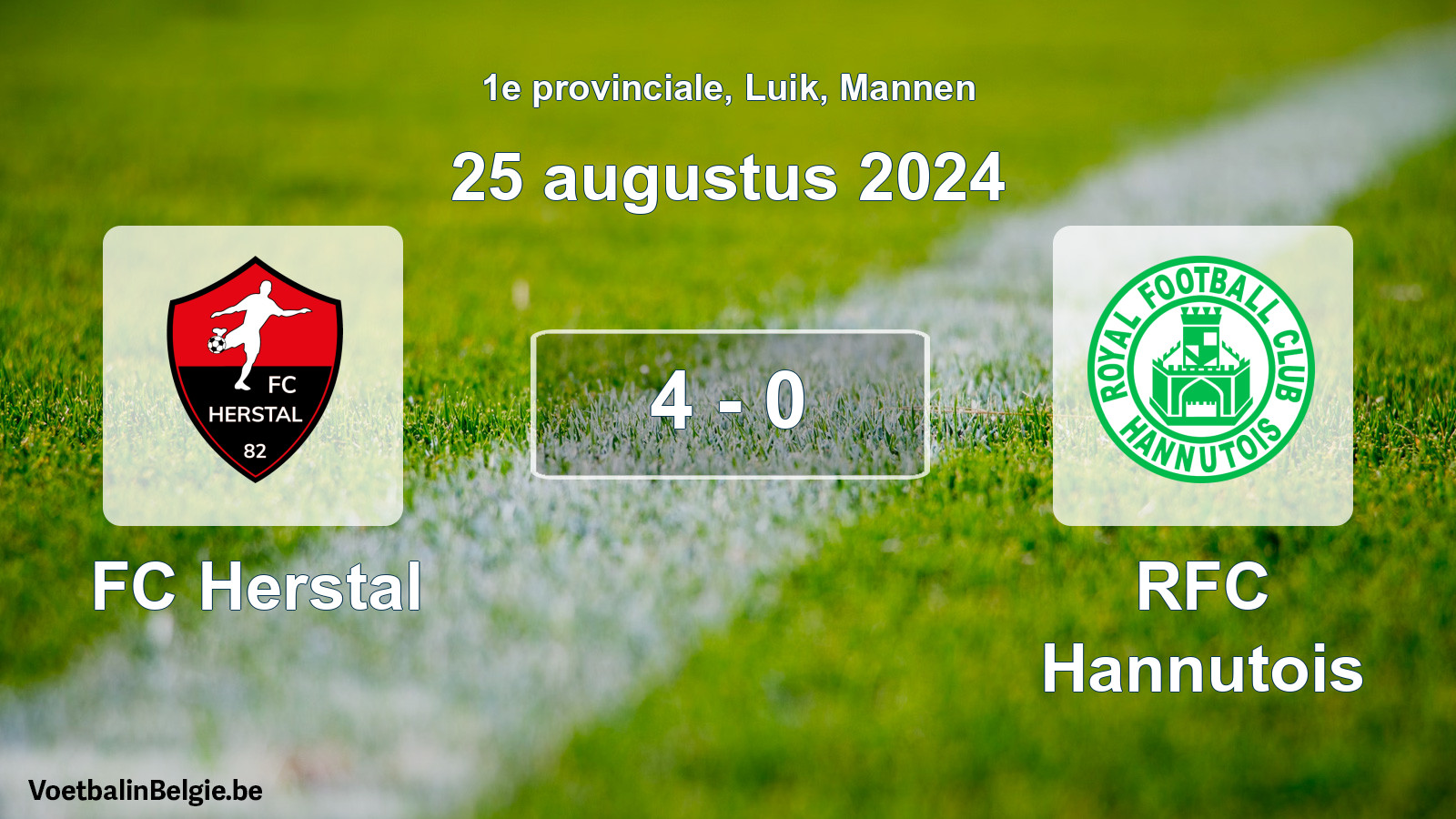 Gespeelde wedstrijd mannenvoetbal: FC Herstal - RFC Hannutois 4 - 0 (25 augustus 2024)